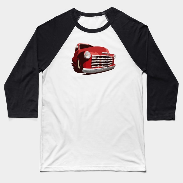 Chevy 3100 Pickup 1 - stylized color Baseball T-Shirt by mal_photography